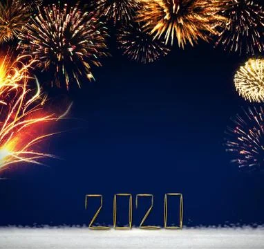 Abstract colored firework background . New Year 2020 background. Stock Illustration