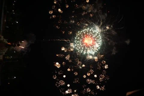 Abstract colored firework background,Fireworks light up the sky Foto stock