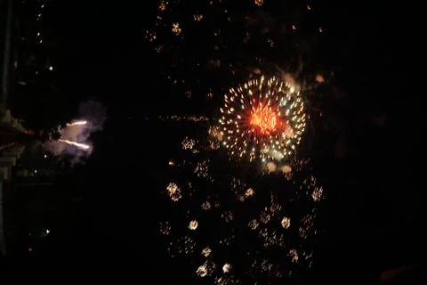 Abstract colored firework background,Fireworks light up the sky Stock Photos
