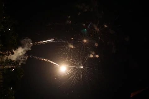 Abstract colored firework background,Fireworks light up the sky Stock Photos