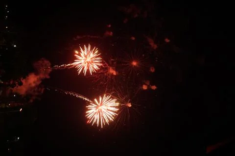 Abstract colored firework background,Fireworks light up the sky Stock Photos