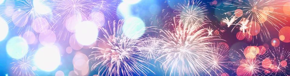 Abstract colored firework on dark sky. Celebration and anniversary concept 스톡 일러스트