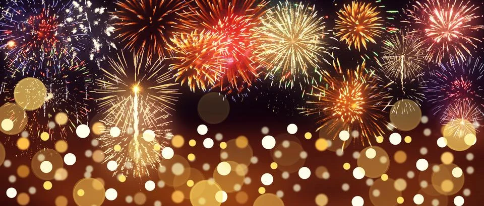 Abstract colored firework on dark sky. Celebration and anniversary concept Stock Illustration
