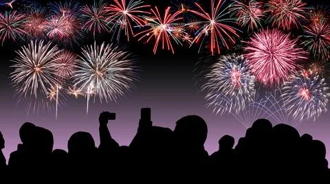 Abstract colored firework on dark sky. Celebration and anniversary concept Stock Illustration