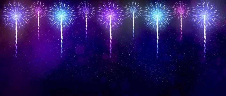 Abstract colored firework on dark sky. Celebration and anniversary concept Stock Illustration
