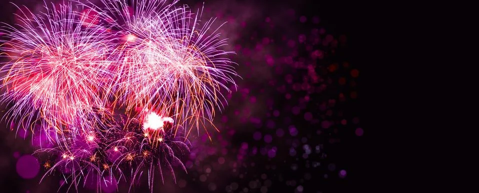 Abstract colored firework on dark sky. Celebration and anniversary concept Foto stock