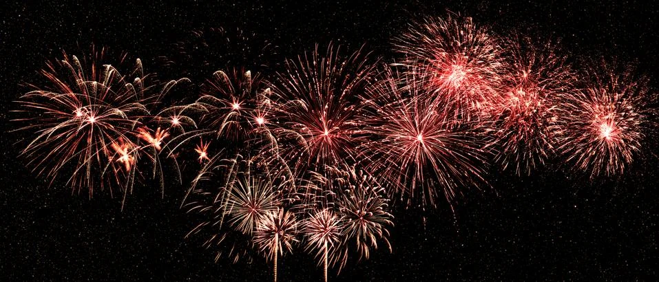 Abstract colored firework on dark sky. Celebration and anniversary concept Stock Photos