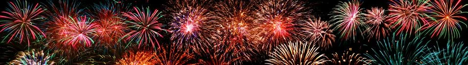 Abstract colored firework on dark sky. Celebration and anniversary concept Stock Photos