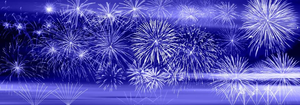 Abstract colored firework on dark sky. Celebration and anniversary concept Stock Photos