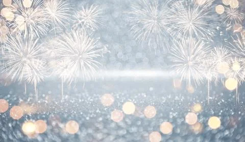 Abstract colored firework on dark sky. Celebration and anniversary concept Stockfoto's