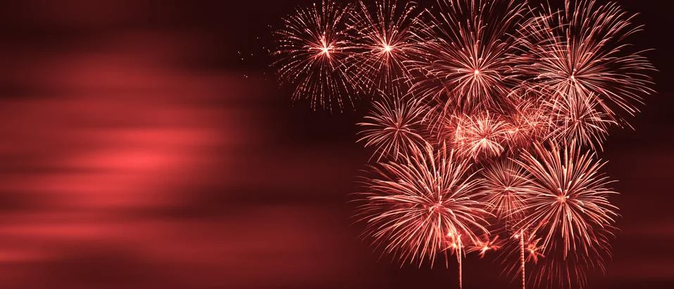 Abstract colored firework on dark sky. Celebration and anniversary concept 写真素材