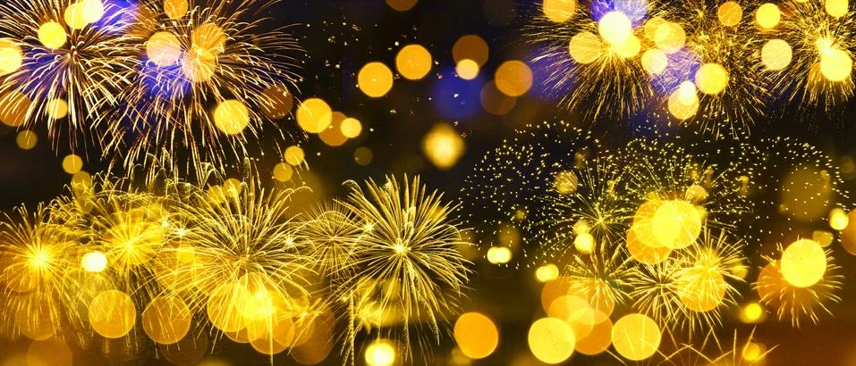 Abstract colored firework on dark sky. Celebration and anniversary concept Stock Photos