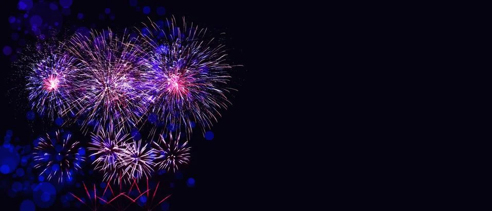 Abstract colored firework on dark sky. Celebration and anniversary concept Stock Photos