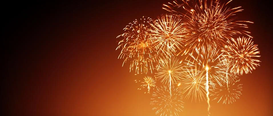 Abstract colored firework on dark sky. Celebration and anniversary concept Stock Photos