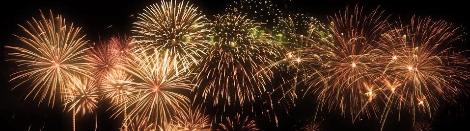 Abstract colored firework on dark sky. Celebration and anniversary concept 스톡 사진