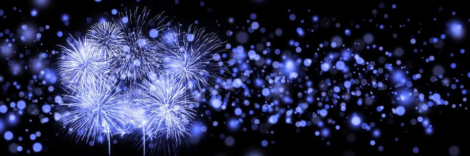 Abstract colored firework on dark sky. Celebration and anniversary concept Stock Photos