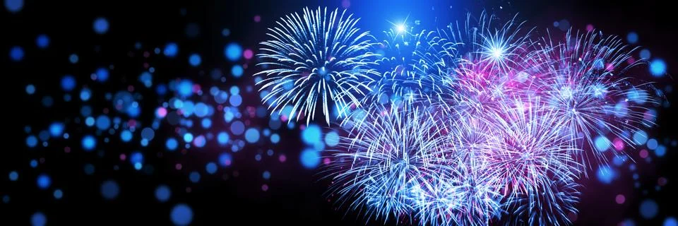 Abstract colored firework on dark sky. Celebration and anniversary concept 写真素材
