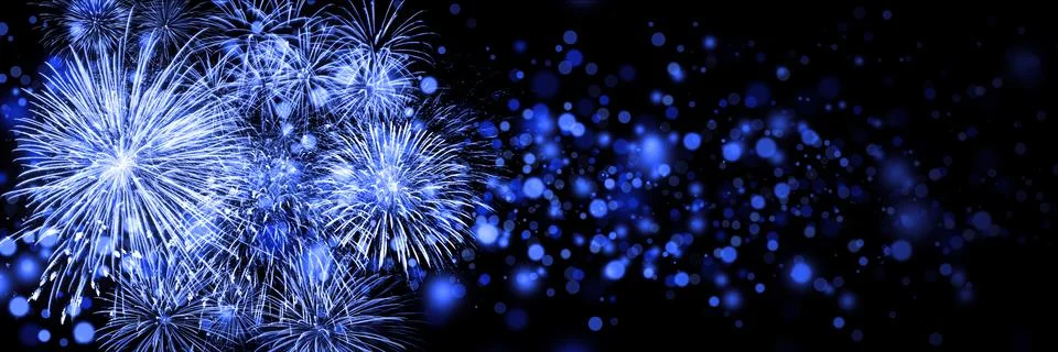Abstract colored firework on dark sky. Celebration and anniversary concept Stock Photos
