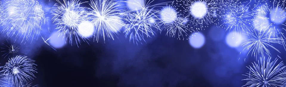 Abstract colored firework on dark sky. Celebration and anniversary concept Stock Photos