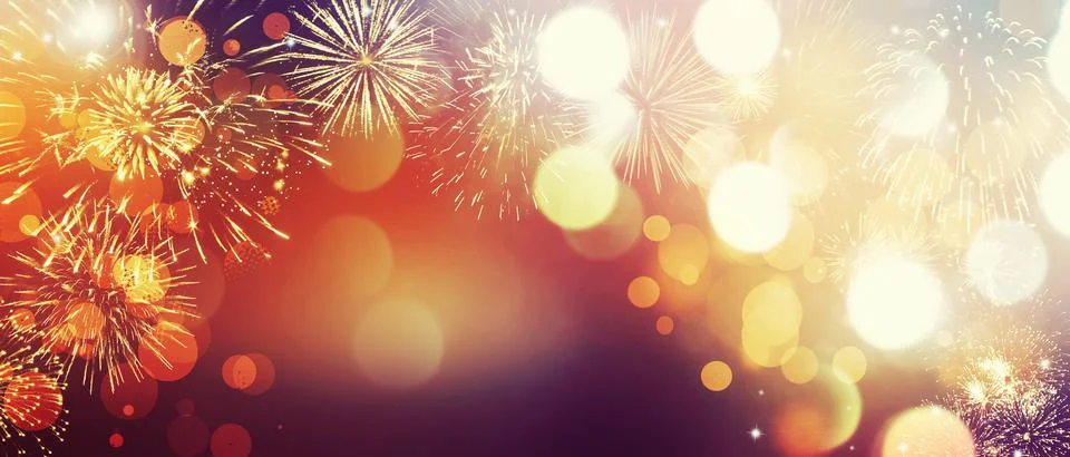 Abstract colored firework on dark sky. Celebration and anniversary concept Stock Photos