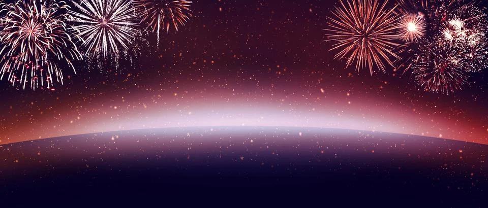 Abstract colored firework on dark sky. Celebration and anniversary concept Stock Photos