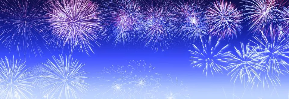 Abstract colored firework on dark sky. Celebration and anniversary concept Foto stock