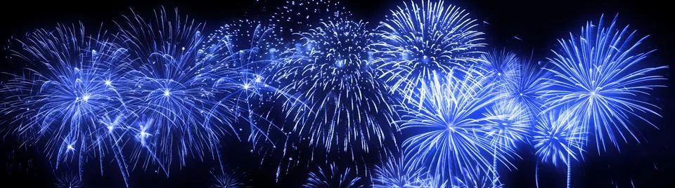 Abstract colored firework on dark sky. Celebration and anniversary concept Stock Photos