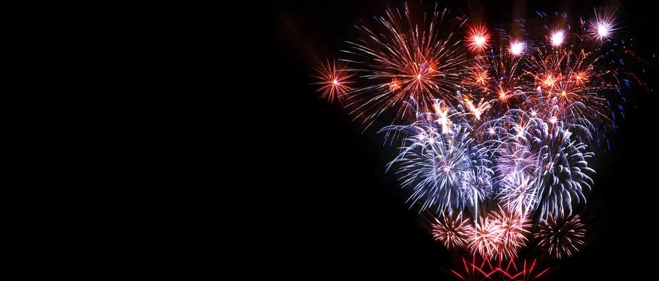Abstract colored firework on dark sky. Celebration and anniversary concept Foto stock