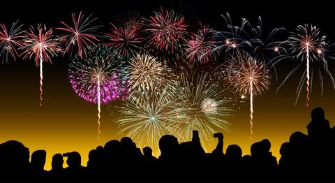 Abstract colored firework on dark sky. Celebration and anniversary concept Foto stock