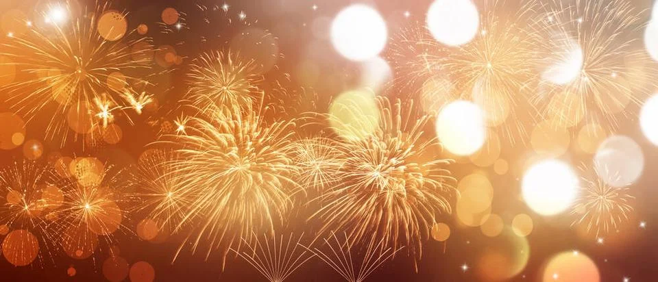 Abstract colored firework on dark sky. Celebration and anniversary concept... Stock Photos