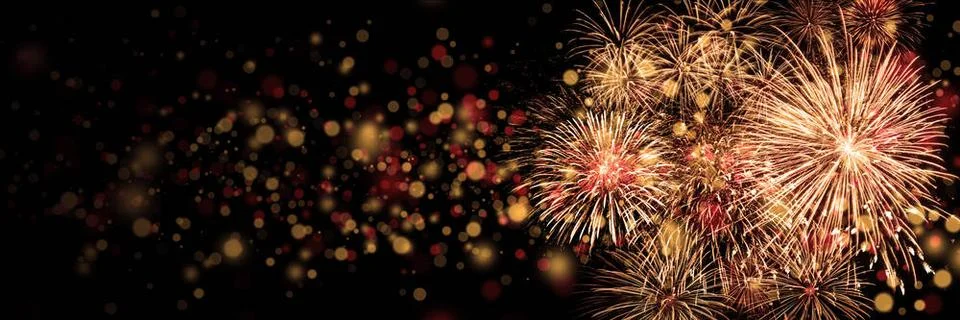 Abstract colored firework on dark sky. Celebration and anniversary concept... Stock Photos