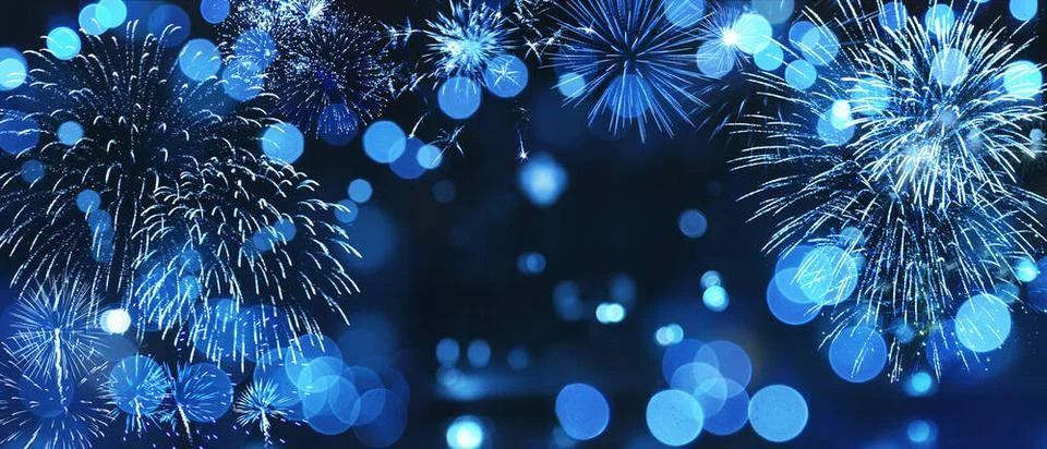 Abstract colored firework on dark sky. Celebration and anniversary concept... Stock Photos