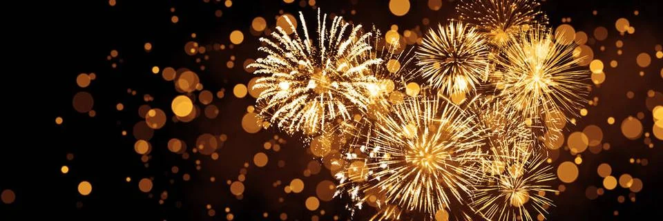 Abstract colored firework on dark sky. Celebration and anniversary concept... Foto stock