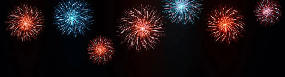 Abstract colored firework on dark sky. Celebration and anniversary concept... Foto stock