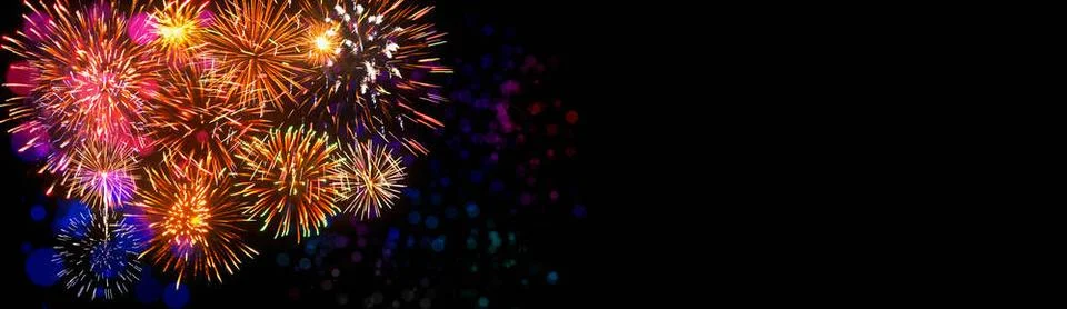 Abstract colored firework on dark sky. Celebration and anniversary concept... 스톡 사진