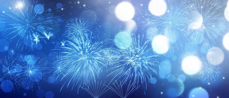Abstract colored firework on dark sky. Celebration and anniversary concept... Stock Photos