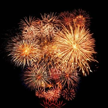 Abstract colored firework on dark sky. Celebration and anniversary concept... Stock Photos
