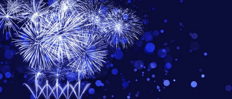 Abstract colored firework on dark sky. Celebration and anniversary concept... Foto stock