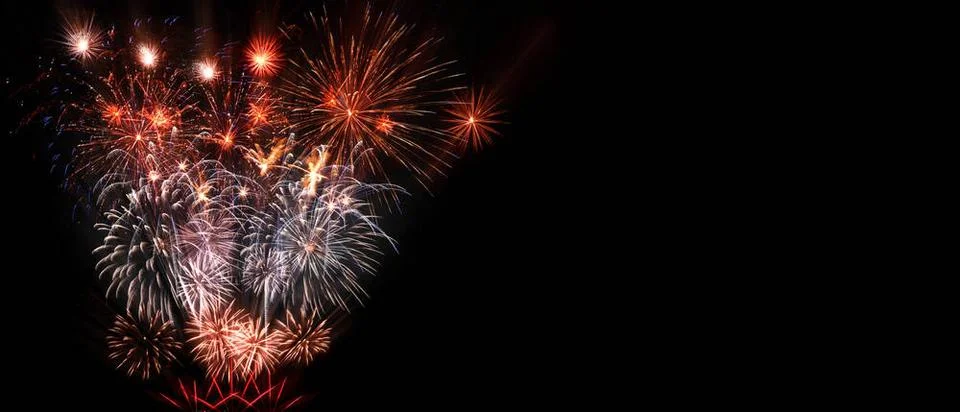 Abstract colored firework on dark sky. Celebration and anniversary concept... 写真素材