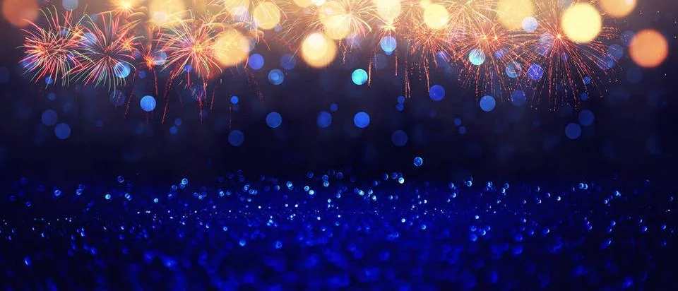Abstract colored firework on dark sky. Celebration and anniversary concept... Stock Photos