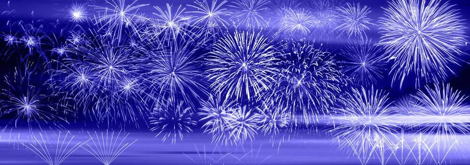 Abstract colored firework on dark sky. Celebration and anniversary concept... Stockfoto's