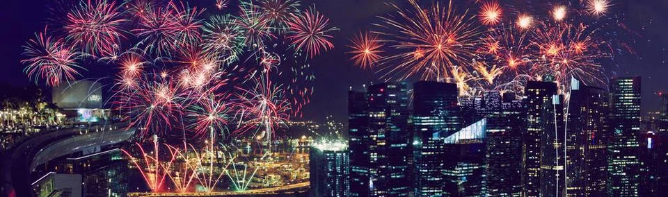 Abstract colored firework on dark sky. Celebration and anniversary concept... 스톡 사진