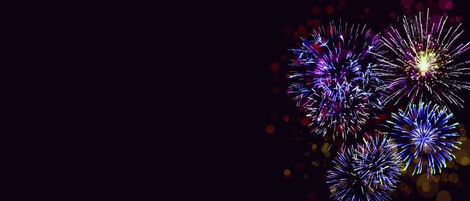 Abstract colored firework on dark sky. Celebration and anniversary concept... Foto stock