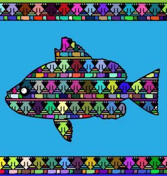 Abstract colored fish Stock Illustration