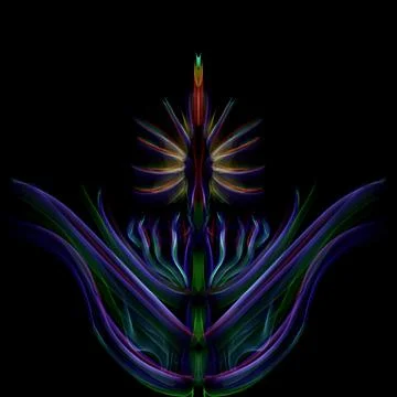 Abstract colored flower on a black background colored lines Stock Illustration