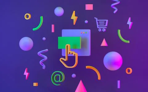 Abstract colored geometric shapes for web design. 3d render Stock Illustration