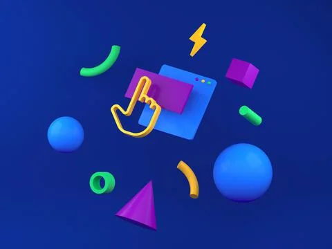 Abstract colored geometric shapes for web design. 3d render Stock Illustration