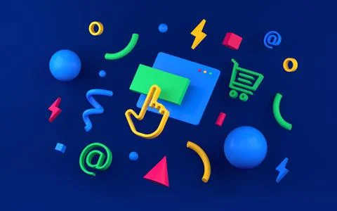 Abstract colored geometric shapes for web design. 3d render Stock Illustration