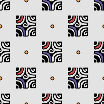 Abstract colored geometric vector Seamless pattern on gray background Stock Illustration