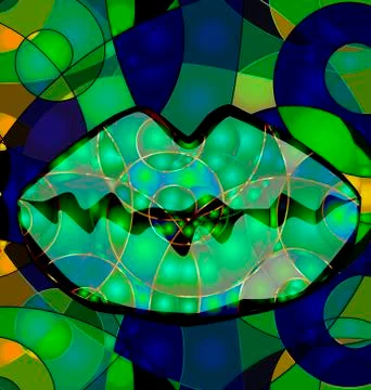 Abstract colored green lips Stock Illustration